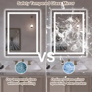 Настенное Безрамное умное зеркало для ванной комнаты светодиодное зеркало с сенсорным переключателем противотуманные зеркала для ванной