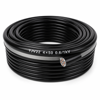Câble d'alimentation souterrain YJV22 à 4 conducteurs en cuivre, isolé XLPE, blindé en PVC, pour câblage de construction 4*50mm2