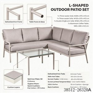 Conjunto de Muebles de Jardín de Ratán Contemporáneo, Sofá de 3 Plazas con Mesa de Centro con Espacio de Almacenamiento, Cojines Beige Gris, Modelo 38512-26381 - Product Image 4