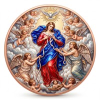 Pièce de monnaie en cuivre pur 999 de 1 oz, Série Jésus, Croix, Énergie Angel Color en relief, Édition de collection UV 3D