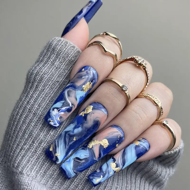 long false nails Exotic manicure patch wearable color solid color press on nails Design Hand Painting Artificial Fingernails