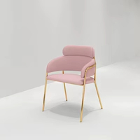 Table et chaises de zone de négociation décontractée pour hôtel nordique Chaise en velours rose de luxe clair