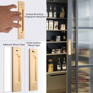 Poignée de <span class=keywords><strong>porte</strong></span> sans perçage en aluminium, poignée de <span class=keywords><strong>porte</strong></span> dissimulée intégrée, poignée adhésive pour <span class=keywords><strong>porte</strong></span> coulissante de placard ou de cabinet - Product Image 2
