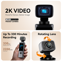 Cámara de Bolsillo Premium 2K con Control por Aplicación WiFi, Batería de 2200mAh para Viajes, Vlogging, Cámara de Video Portátil