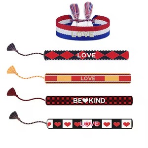 Pulseras de Jacquard <span class=keywords><strong>con</strong></span> texto personalizado HLC, pulseras ajustables tejidas, ¿qué haría Jesús, pulsera de <span class=keywords><strong>amistad</strong></span> para festivales? - Product Image 3
