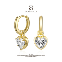 Boucles d'oreilles pendantes vintage en moissanite VVS, argent sterling 925 plaqué or 18 carats, bijoux fins pour femmes, luxe