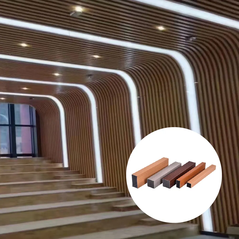 Centro commerciale americano deflettori in alluminio soffitto legno grano tubo quadrato in alluminio