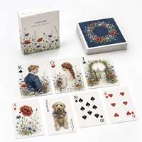 Jeu de cartes de poker personnalisé en aquarelle de fleurs sauvages espagnoles, cadeau de mariage, service tout-en-un