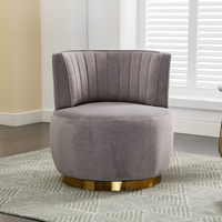 Fauteuils d'appoint ronds en velours capitonné pivotants à 360 degrés, larges et rembourrés, pour chambre à coucher, appartement, détente