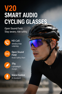 Gafas de Ciclismo Inteligentes V20 con Audio, Campo de Sonido Abierto, Llamadas HD, Control por Voz, Ligeras, ABS+PC, Unisex, Visera Antivaho - Product Image 6