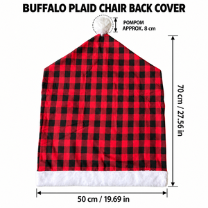 Décorations de Noël en gros, housse de chaise personnalisée <span class=keywords><strong>avec</strong></span> logo, en polyester, pour les fêtes, les hôtels, rouge et noir, à carreaux Buffalo, <span class=keywords><strong>avec</strong></span> motif chapeau de Père Noël - Product Image 3