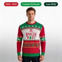 Pull de Noël pour homme en jacquard, thème musical clochettes, tricot festif, col rond, OEM ODM personnalisé, faible MOQ
