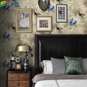 Rotoli di <span class=keywords><strong>carta</strong></span> da parati impermeabile per armadietto di <span class=keywords><strong>casa</strong></span> camera da letto soggiorno parete Deco <span class=keywords><strong>carta</strong></span> a contatto blu adesivo per uccelli stampa in Pvc 3 anni - Product Image 4