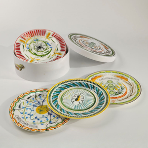 Nouvelle série rétro Printemps : Ensemble de 4 assiettes en céramique haut de gamme pour repas occidentaux, coffret cadeau pour fêtes et légumes - Product Image 2