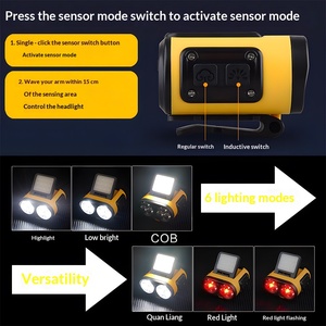 Nouvelle <span class=keywords><strong>lampe</strong></span> <span class=keywords><strong>frontale</strong></span> LED haute luminosité avec détecteur de mouvement, étanche IP65, pour la pêche, portable, double source lumineuse - Product Image 5