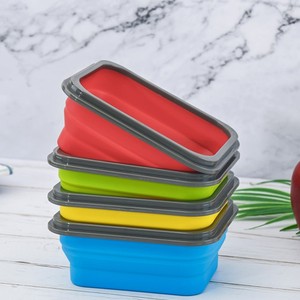 600ML Con Dấu Tái Sử Dụng <span class=keywords><strong>Silicone</strong></span> Có Thể Gập Lại Hộp Ăn Trưa Bát Thực Phẩm Lớp Microwavable Bento <span class=keywords><strong>Silicone</strong></span> Hộp Lưu Trữ Thực Phẩm Có Nĩa - Product Image 4