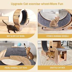 Große Katze Übungs rad Laufband Indoor 5 1 Kletter leitern 30,8 Zoll ausgehöhlte Holz Silent Anti-Rutsch Langlebig Modern Cat - Product Image 3