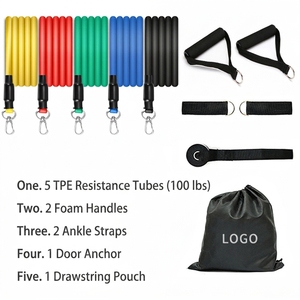 Ensemble de bandes de résistance TPE multifonctionnelles de 11 pièces, 100 lb, entraînement complet du corps, amincissement, fitness pour adultes, musculation, corde élastique - Product Image 3