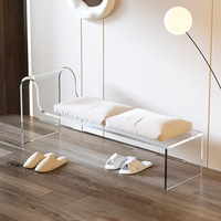 Banc à chaussures minimaliste de luxe américain, banc long en acrylique pour l'entrée de la maison, meuble de couloir