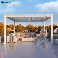 Pergola manuelle en acier 3x3 3x4 abordable, légère, facile à assembler, avec toit à lames orientables et stores, imperméable