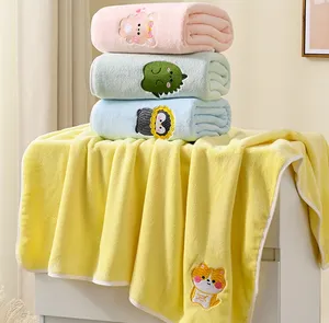 Serviette de bain pour bébé super douce et absorbante, serviette à séchage rapide pour baby shower, couverture en velours corail