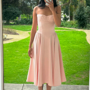 Vestido sexy para comercio exterior, <span class=keywords><strong>ropa</strong></span> <span class=keywords><strong>de</strong></span> <span class=keywords><strong>mujer</strong></span> atractiva, vestido midi con tirantes y cuello en V, ceñido a la cintura, adelgazante, vestido sin espalda - Product Image 4
