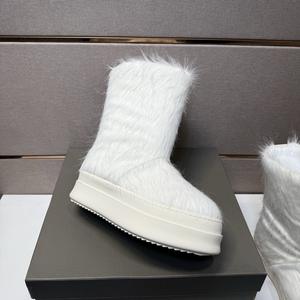 Botas de Nieve de Media Pantorrilla con Forro de Algodón Cómodo y Suela de Goma, de Piel de Zorro Auténtica, para Otoño/Invierno, para Mujer - Product Image 5