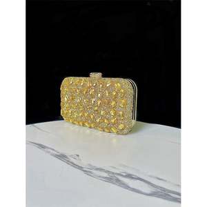 Borse Clutch in Cristallo per Matrimoni e Feste, Borsetta a Secchiello in Metallo con Strass, Elegante Borsa a Gabbia in Lega con Perle per Donne - Product Image 4