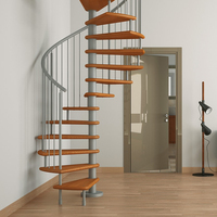 Escalier en colimaçon intérieur en bois et métal combinés, escalier en spirale rond pour salon