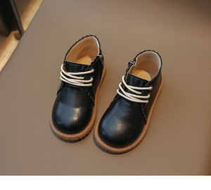 Botas de Tobillo Negras de Diseño Moderno para Niñas, con Cordones, Suela de Goma, Calzado de Seguridad Infantil para Invierno, Botas Cortas para Niños - Product Image 5