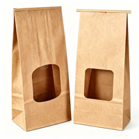 Sacs à pain en papier kraft brun avec fenêtre transparente, sacs d'emballage pour boulangerie, pour sandwichs, toasts, gâteaux, biscuits