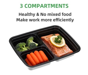 Takeaway Hộp Đựng Thực Phẩm Bento 3 Ngăn Dùng Một Lần Bằng Nhựa Lò Vi Sóng Hộp Cơm Trưa Hộp Đựng Chuẩn Bị Bữa Ăn - Product Image 4