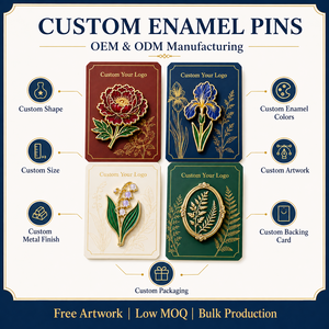 Pins de Esmalte Duro Botánicos Modernos Personalizados, Chapados en Oro, con Diseño de Peonía, Iris y Lirio de los Valles, Insignias Metálicas para Solapa - Product Image 4
