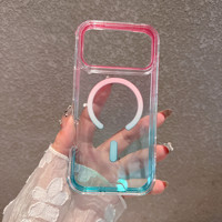 Coque de protection magnétique transparente dégradée bicolore pour iPhone 18 Pro Max, également compatible avec iPhone 17, 16, 15, 14, 13