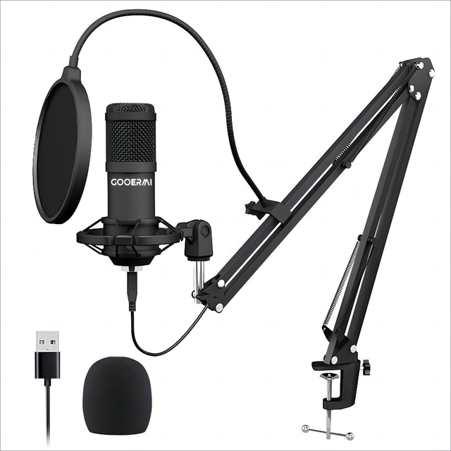 Professional USB Condenser Microphone Kit for PC or Laptop Cardioid Mic for Recording Broadcasting Home Studio Gaming YouTube