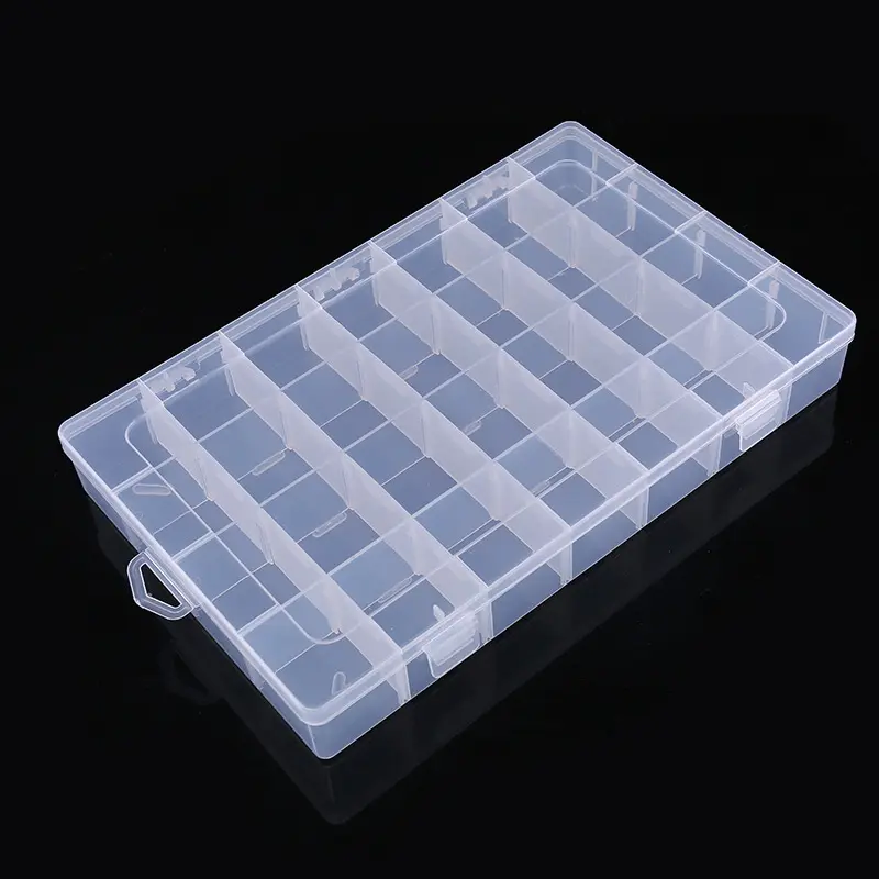 28 Clear Compartments Detachable Dividers Organizer Storage Plastic Box Jewelry Earring Holding Trays