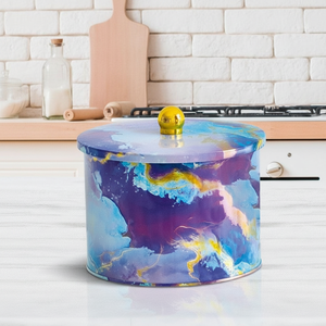 1.3L Pink and Gold Marble Texture 140x100mm <b>Metal</b> round Canister Knob Handle for Food Storage & <b>Container</b> - Product Image 3