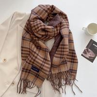 Haut de gamme automne hiver nouvelle atmosphère coréenne cou écharpe chaude frange châle à carreaux idéal pour les voyages de vacances et les rassemblements en soirée