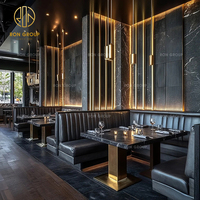 Modernes Hotel Marmor Tisch und Stuhl Coffee Shop Cafe Gewerbe möbel Lange schwarze Leder bank Sitz gelegenheiten Restaurant Stand
