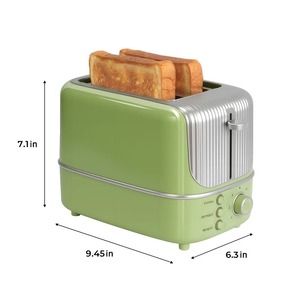 2 Slice Electric <b>Toaster</b> Ribbed Bread Maker Stainless Steel Housing Mechanical Timer Removable Crumb Tray for Home Hotel - Product Image 1