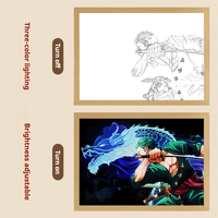 Boîte lumineuse Manga, Boîte à ombre Manga, Veilleuse de dessin animé, Lampe figurine Anime, Lampe personnage Anime, Décoration Manga, Cadre en bois acrylique