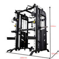 Máquina Smith Comercial, Entrenador Funcional Integrado con Power Rack, Carga por Pin, Polea Doble Ajustable, Lat Pulldown, Remo Bajo para Gimnasio