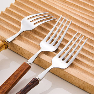 304 Stainless Steel Modern Wooden Handle Flatware Set Dishwasher Safe <b>Mirror</b> Polish-Spoons Forks Steak Knife Fork for Catering - Product Image 4