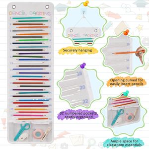 Organisateur suspendu à 32 poches pour crayons, avec fentes numérotées, pour l'école et le bureau - Product Image 4