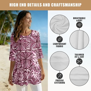 Camicette da donna viola di Samoa, estive 2026, con stampa tribale polinesiana, a maniche corte, casual, morbide, eleganti, <span class=keywords><strong>taglie</strong></span> <span class=keywords><strong>forti</strong></span> - Product Image 4