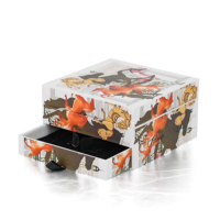 Boîte à bijoux à tiroir personnalisée de luxe avec insert en velours et impression artistique