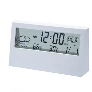 Tùy chỉnh bán buôn sản phẩm hiện đại hiển thị kỹ thuật số Đồng hồ báo thức bàn đồng hồ độ ẩm trong nhà và ngoài trời Trạm thời tiết đồng hồ