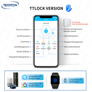 Tediton नई आगमन निविड़ अंधकार स्मार्ट लोहे ताला डबल पक्षीय फिंगरप्रिंट बुद्धिमान स्मार्ट गेट दरवाजा ताला - Product Image 5