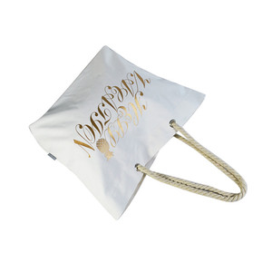 Bolsos casuales de estilo pijo para niñas, bolso de playa de viaje al aire libre con cremallera, bolso de mano con cordón de algodón - Product Image 2