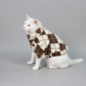 Jaket Hewan Peliharaan Bulu Kelinci Musim Gugur Musim Dingin dengan Pola Quilted Berlian Besar - Mantel Tebal Hangat dengan Ritsleting untuk Kucing & Anjing Kecil - Product Image 5